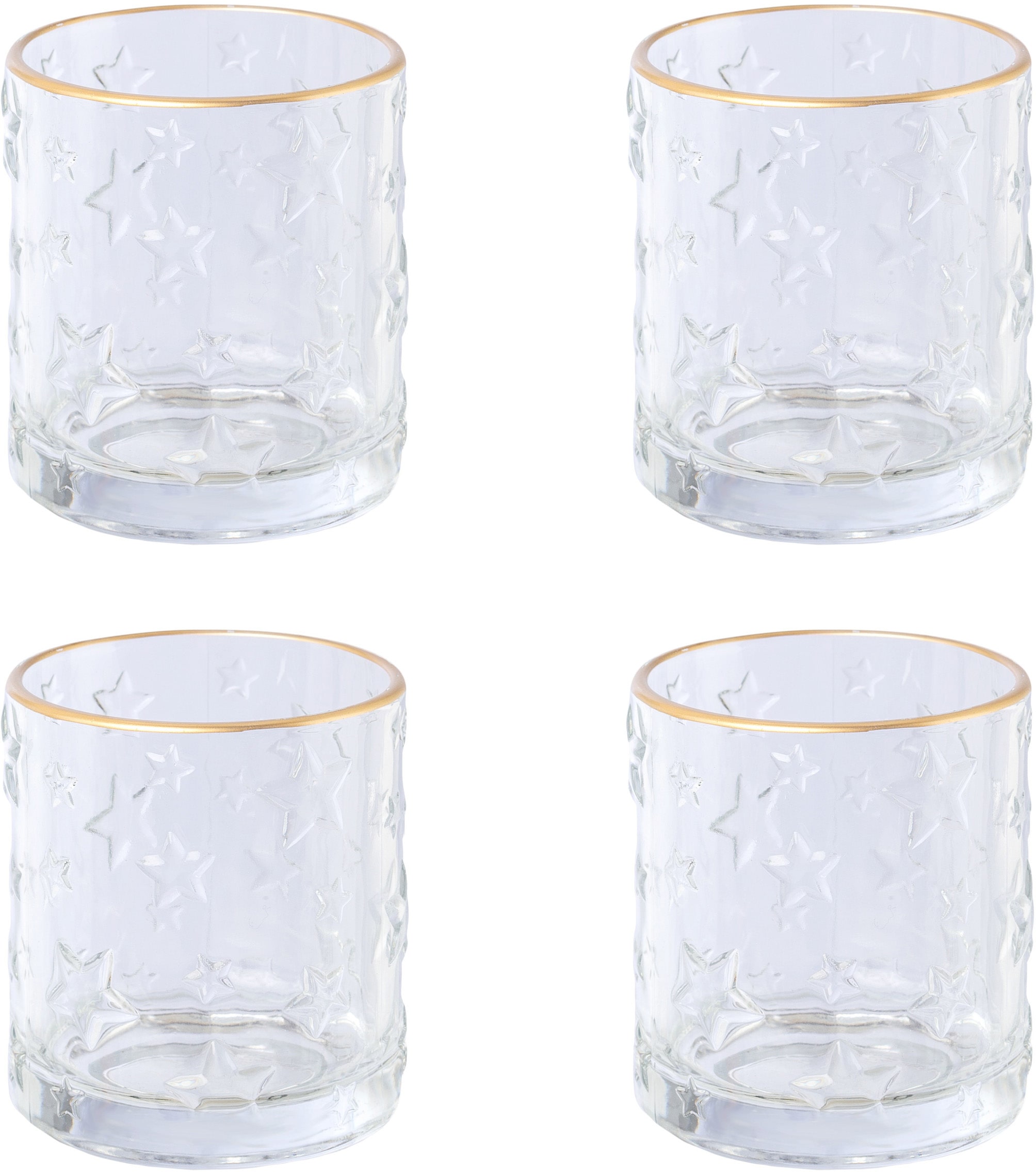 Creativ deco Windlicht »Weihnachtsdeko« klares Glas mit Stern-Struktur