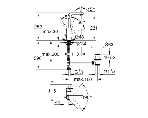 GROHE LINEARE wastafelmengkraan, hard grafiet geborsteld 23296AL1