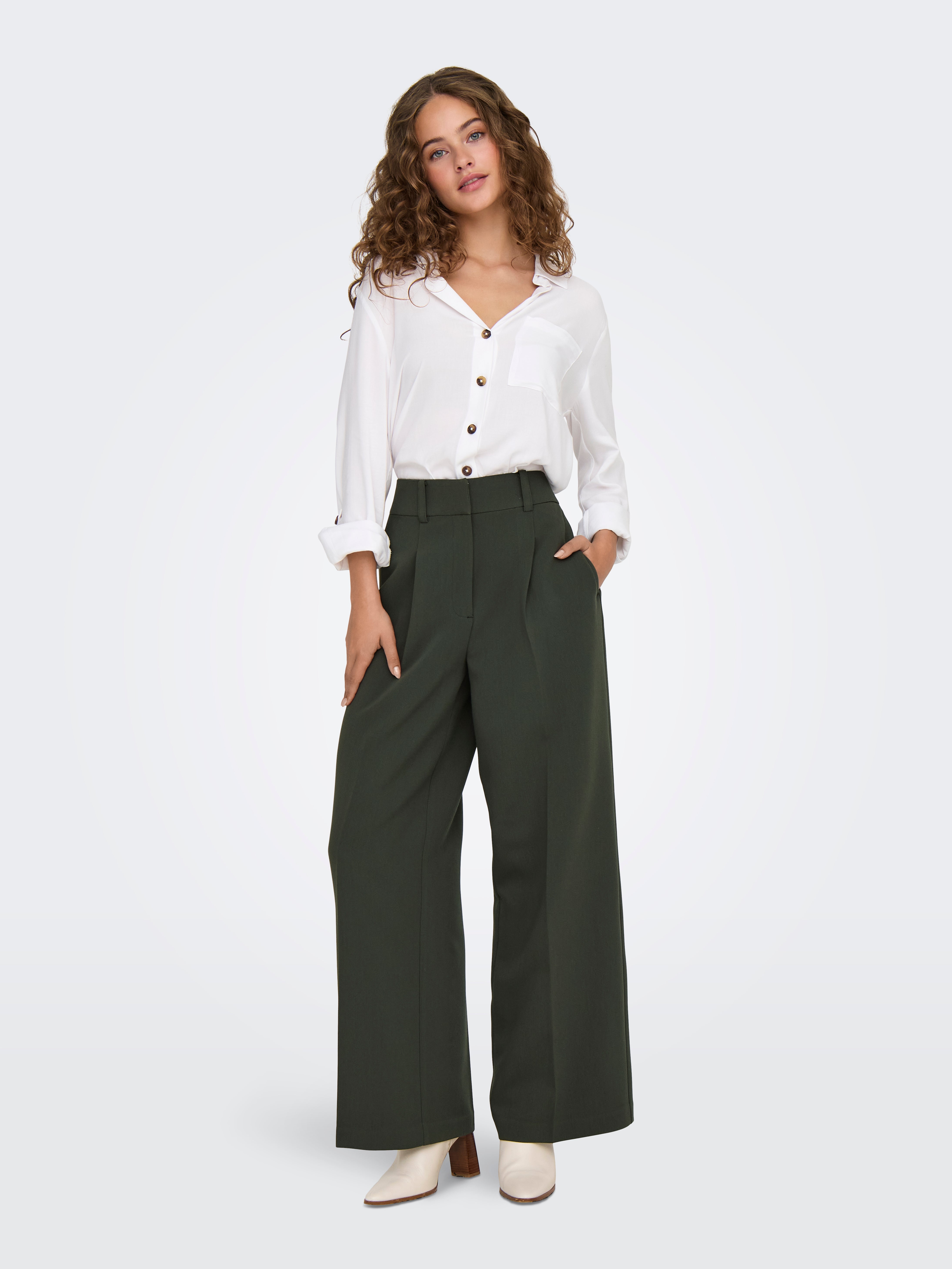 JDYCILLE Hohe Taille Gerade geschnitten Hose Peat