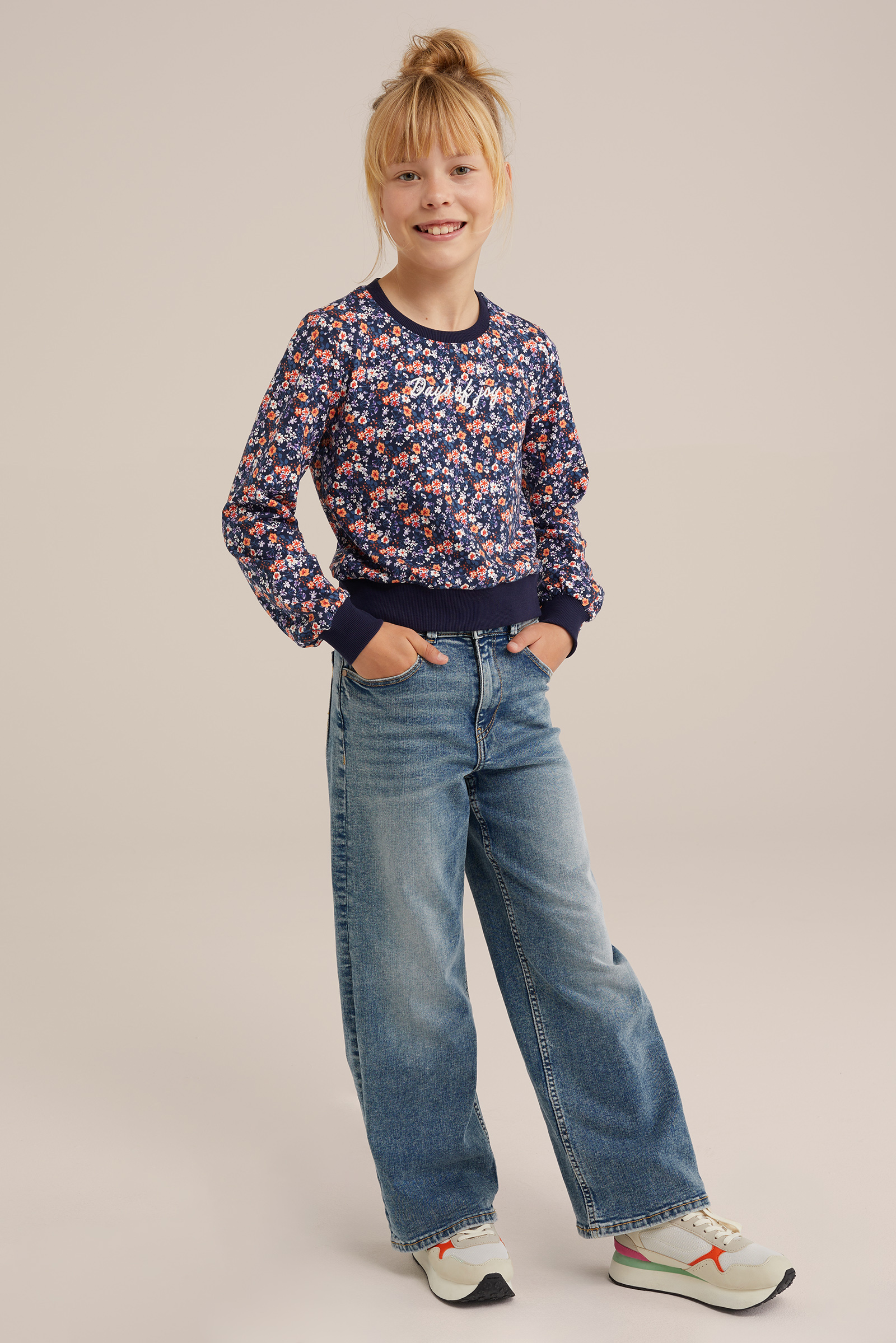 Meisjes T-shirt met dessin WE Fashion Donkerblauw