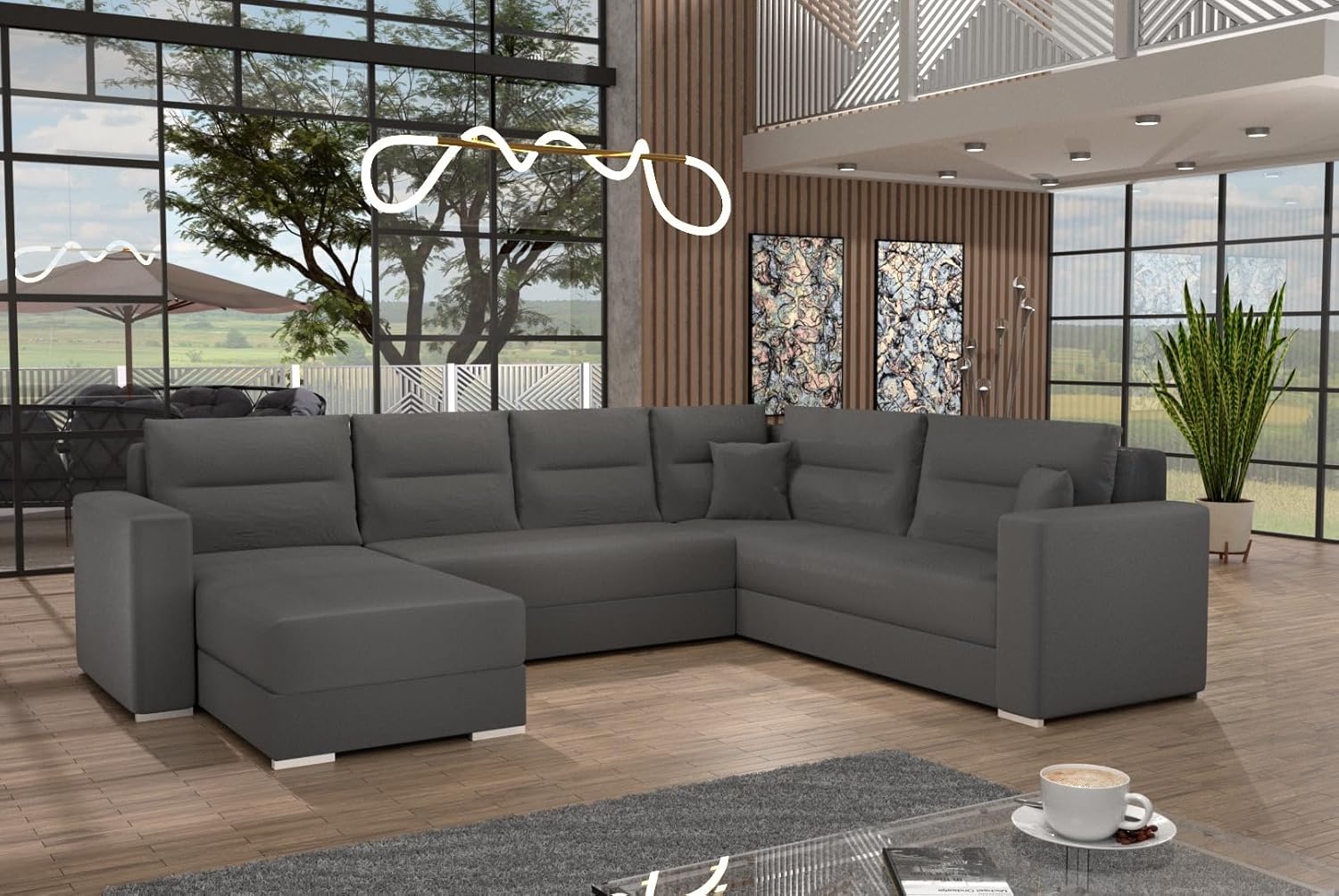 Generisch Sofa Couch Garnitur Sofagarnitur Captain U mit Schlaffunktion Wohnlandschaft NEU