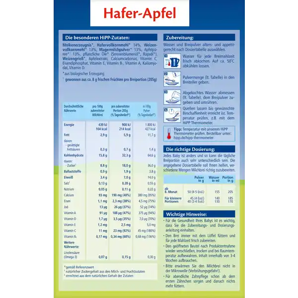 Bio Milchbrei Gute Nacht Hafer-Apfel