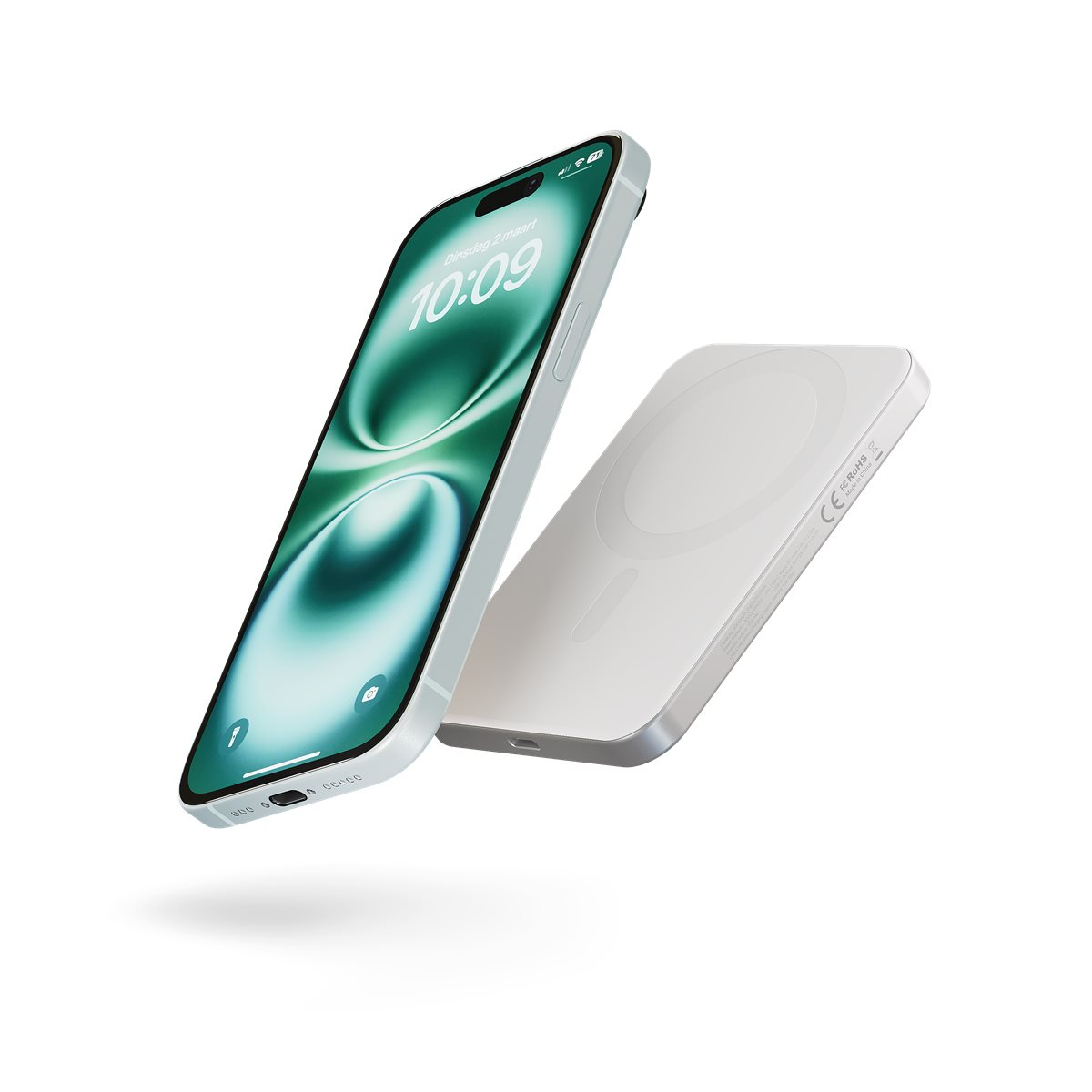 (15W) 5000mAh Alu Pro 1 Slim Powerbank USB C Ladegerät MagSafe Qi2 Wireless Charger PD (ZEPP05W/00) - Weiss