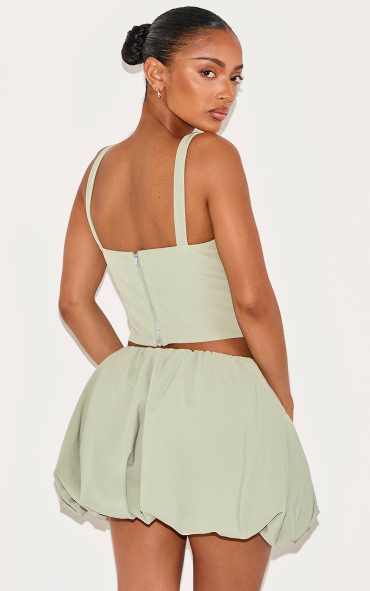Vert Sauge Ensemble Top Corset À Bordure En Dentelle Shape