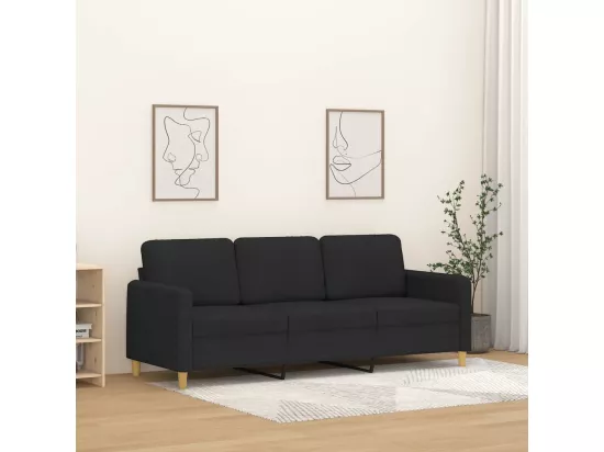 Canapé à 3 places Noir 180 cm Tissu