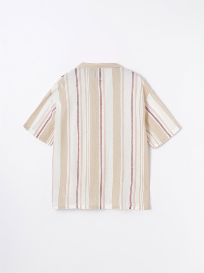 Camisa listrada rústica - Bege