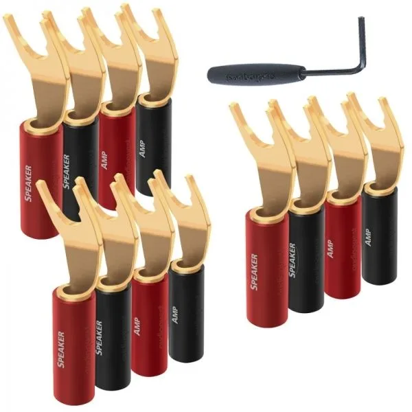 Audioquest SureGrip 100 Spade Gold (lot de 12) Fiches bananes et fourches