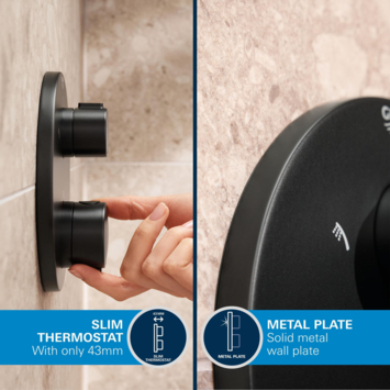 Grohe Precision Thermostat Perfect inbouw douchesysteem met  Vitalio Comfort 250 hoofddouche rond Mat Zwart