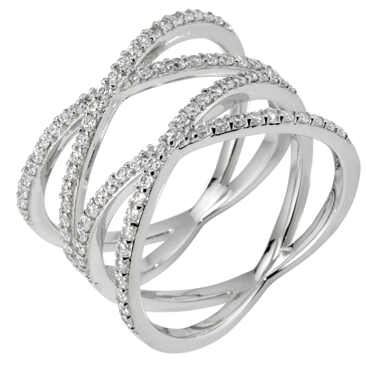Bague Argent Cercles Atomiques Rhodié
