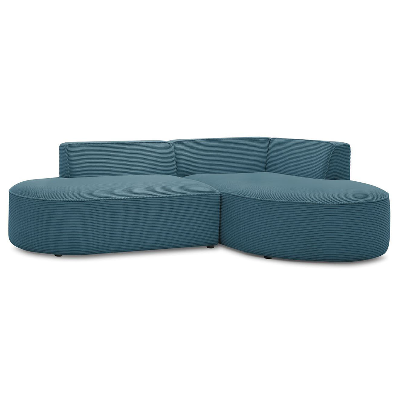 Bobochic Canapé d'angle droit fixe 4 places Rousseau texturé bleu foncé - 250x160x72 cm