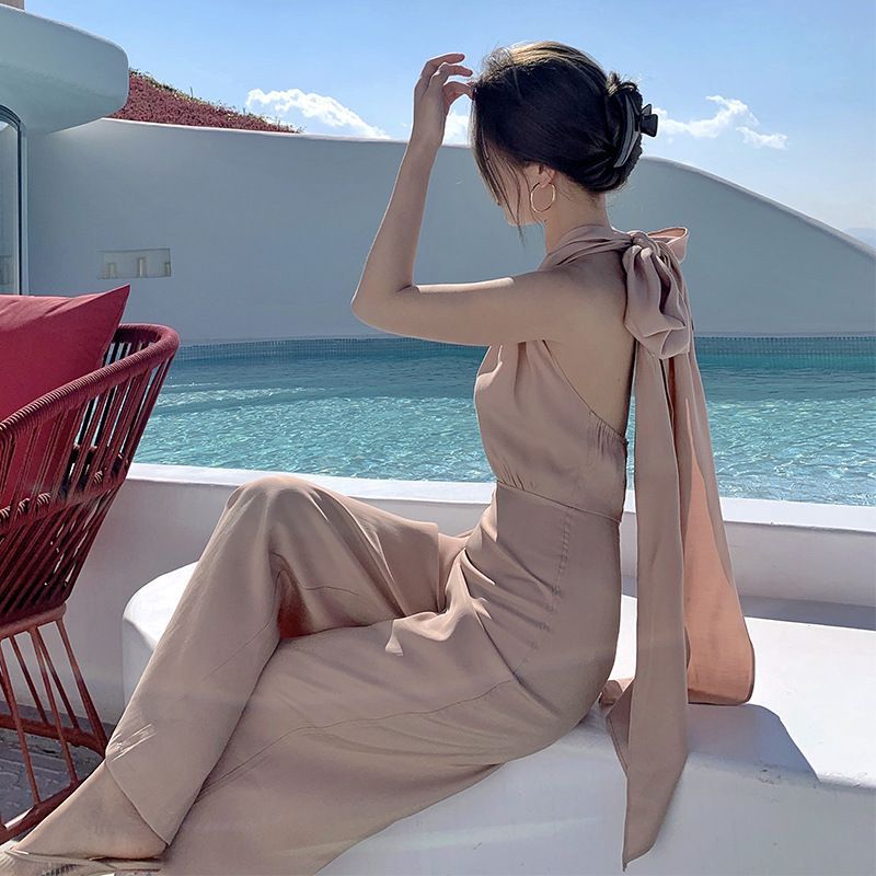 Morning Glory - Halter-hals jumpsuit met strik op de rug