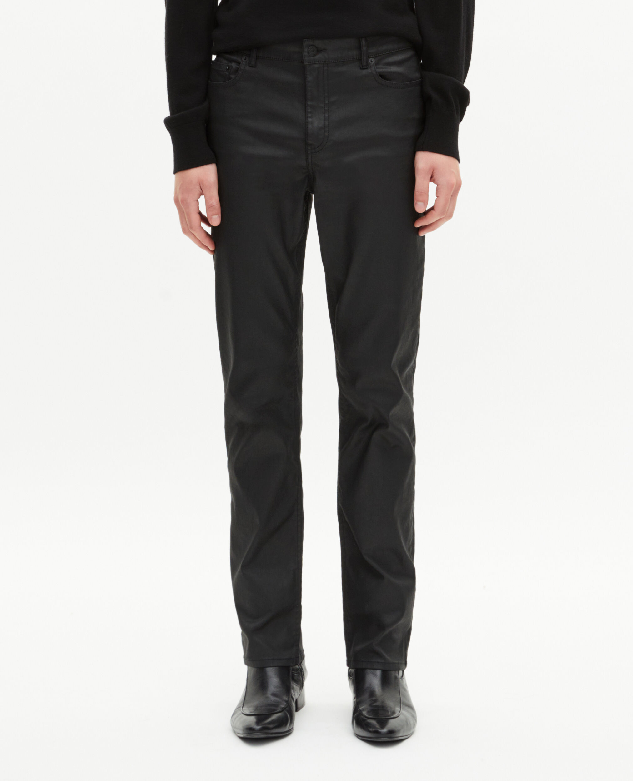 Pantalon slim en cuir noir