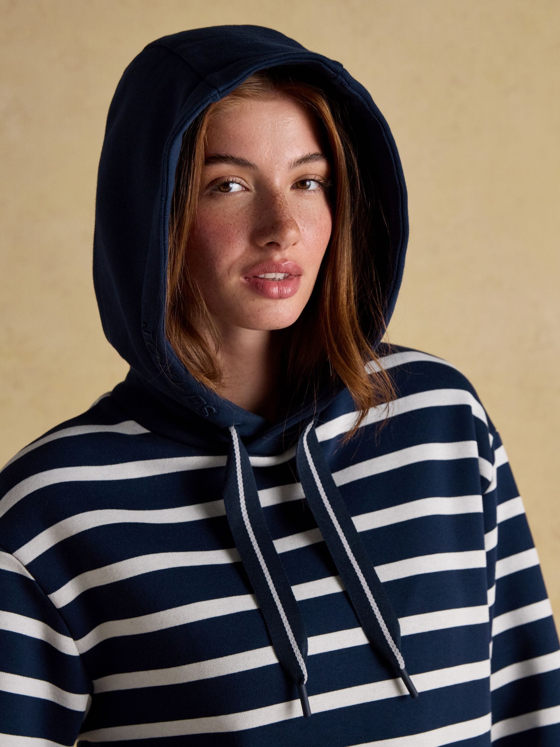 Marineblauw en Cream met strepen - Joules Milbourne Cotton Blend Hoodie
