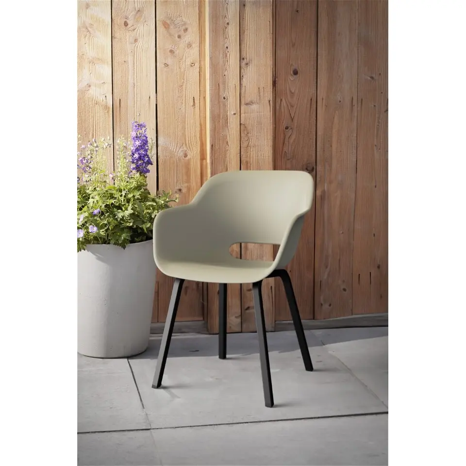 Keter Noa Tuinstoel - 2 stuks - 55x56.5x80cm - metalen onderstel - Zand