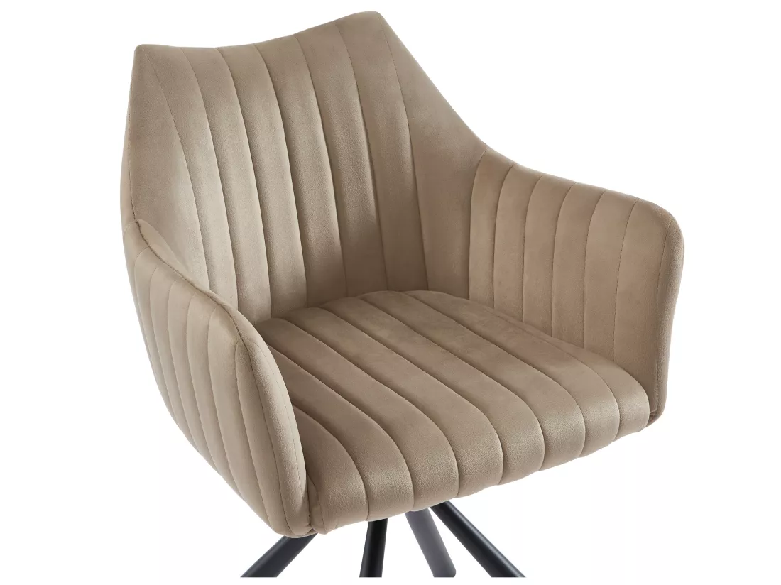 Lot de 6 chaises avec accoudoirs en velours et métal - Beige - IZIALI de Pascal MORABITO