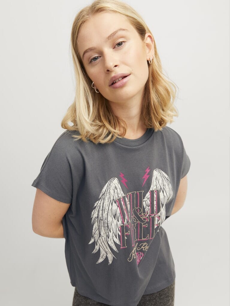 Jjxx Jxwilma Astrid Boxy Sl Tee Ft24 4777386 dark shadow wild free