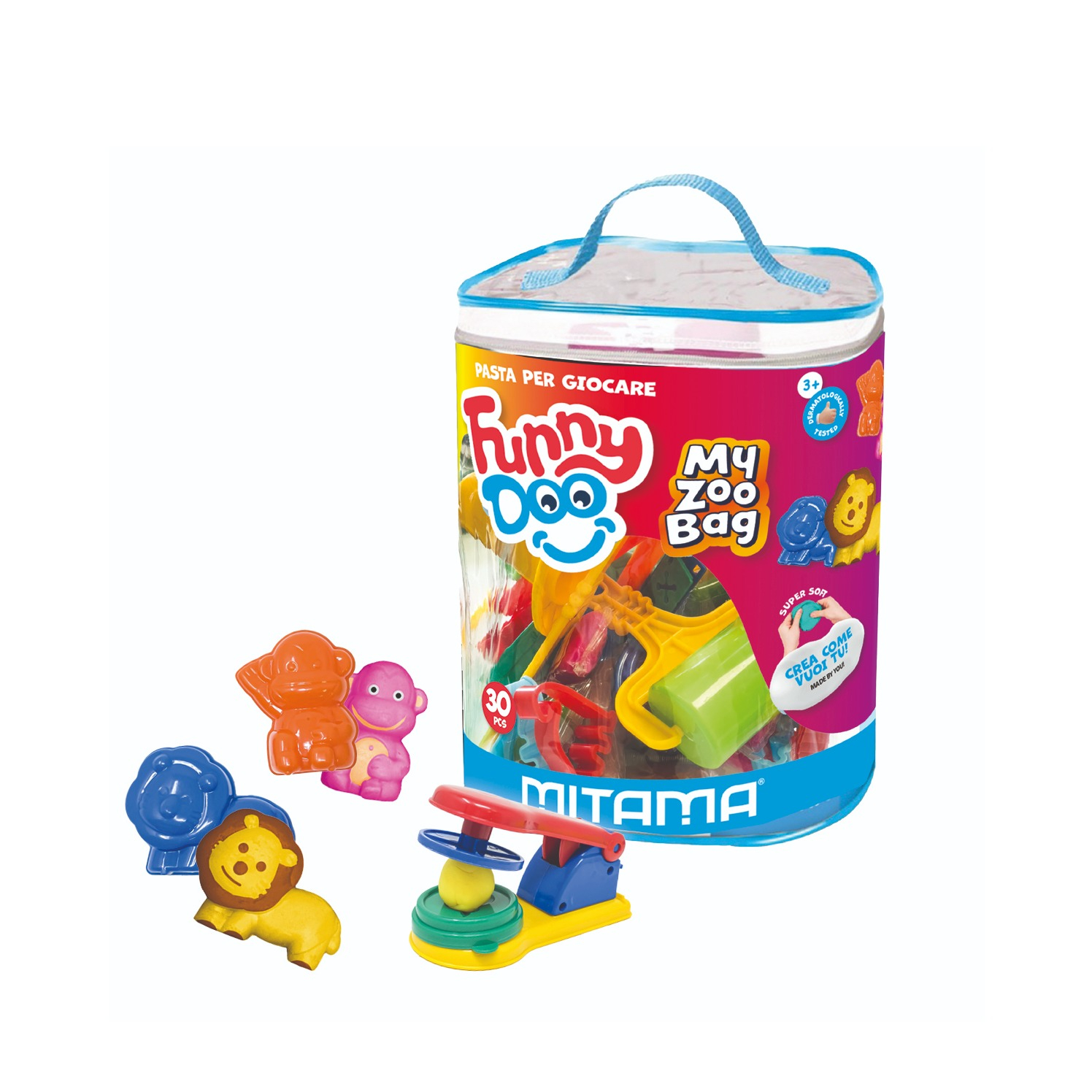 (31-tlg. Set) FunnyDoo Kinder Knete DIY Modellier Spielzeug inkl. Tier Förmchen / Werkzeug (3910042) - My Zoo Bag