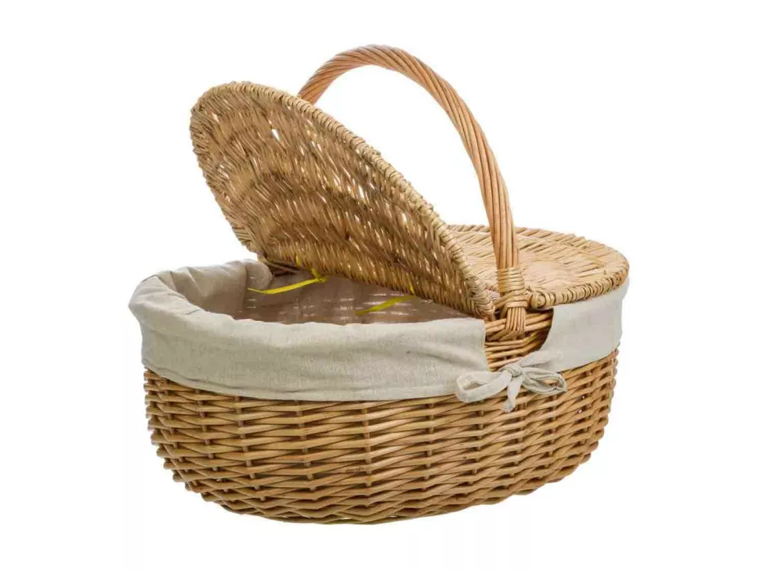 Panier en osier marron doublé 48x37x17/40h