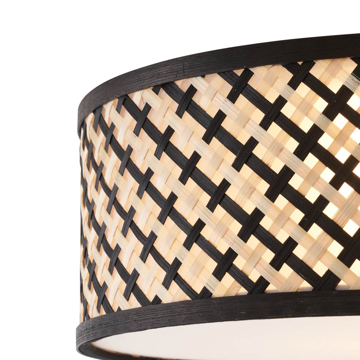 Oosterse plafondlamp rotan met zwart 30cm - Tremmo