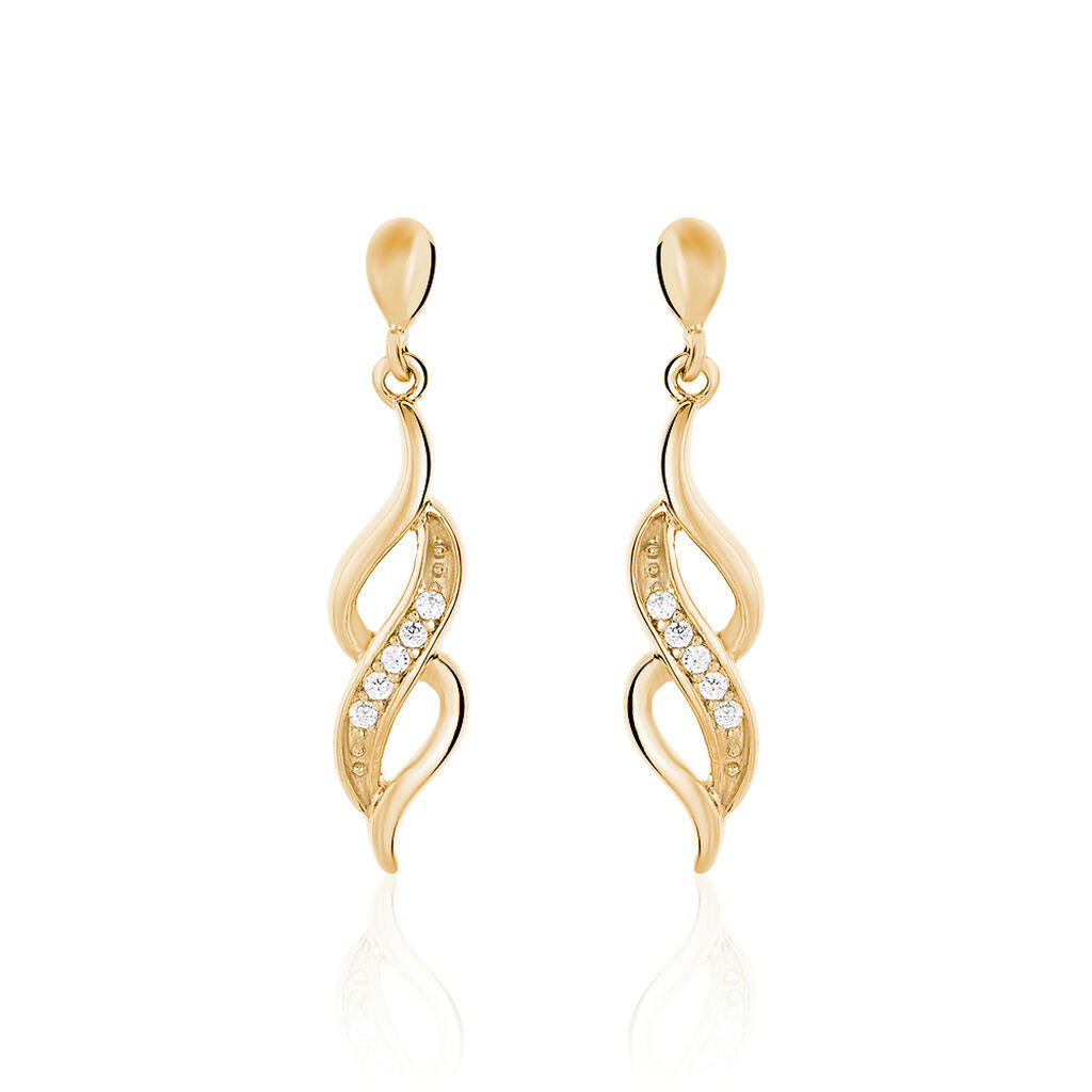 Boucles D'oreilles Pendantes Ishaae Plaqué Or Jaune Oxyde De Zirconium