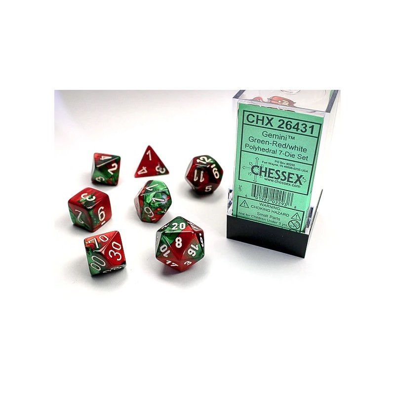 7 dés * gemini * VERT & ROUGE