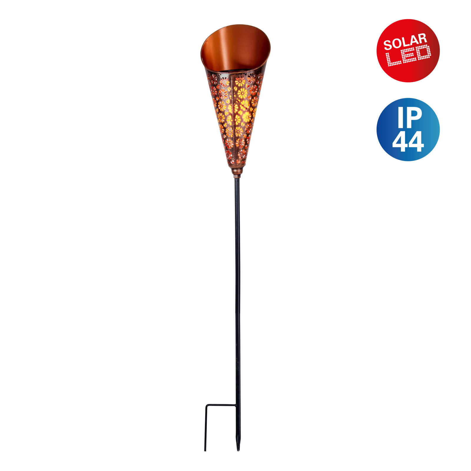LED Solar-Erdspieß TORCH - kupfer - 96 cm hoch