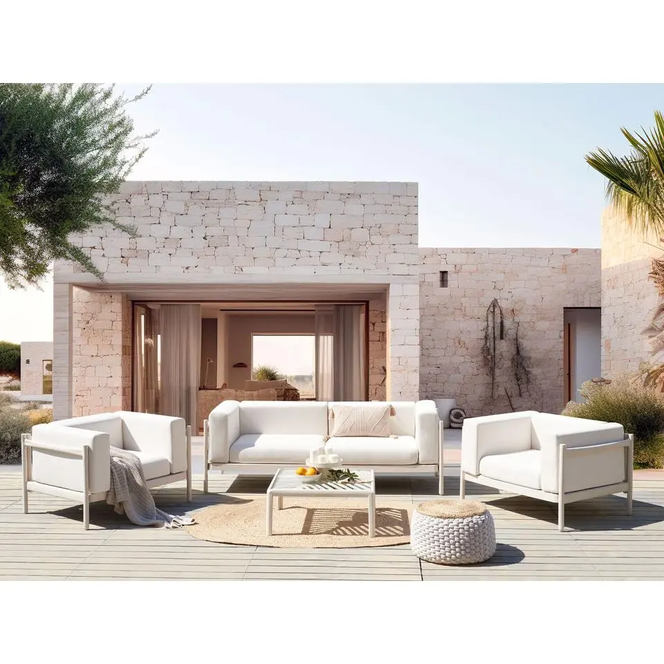 FERRETTI - Loungeset voor 4 - Lichtbeige - Synthetisch