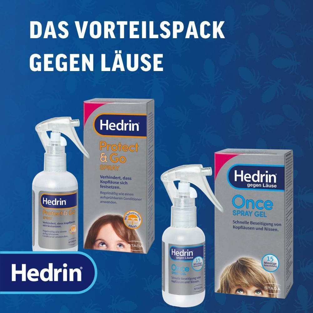 HEDRIN® Vorteilspack (1 ONCE Spray Gel + 1 Protect & Go Spray), Soforthilfe & Vorbeugung – Schnelle Hilfe gegen Läuse