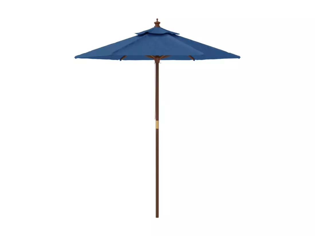 Parasol de jardin avec mât en bois bleu azuré 196x231 cm