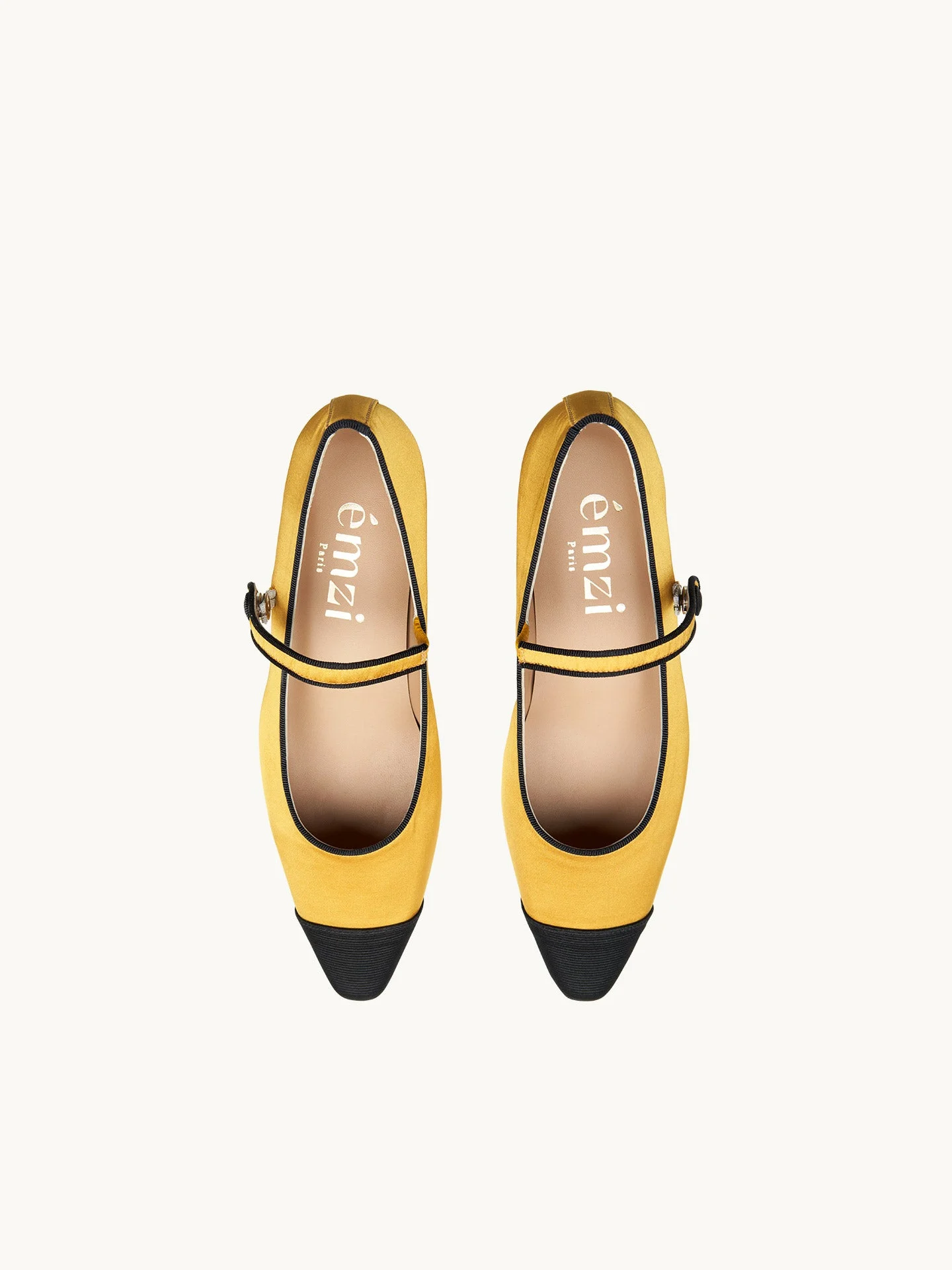 BAMBIE SATIN ROYAL - Ballerines pointues à petit talon en satin | Jaune