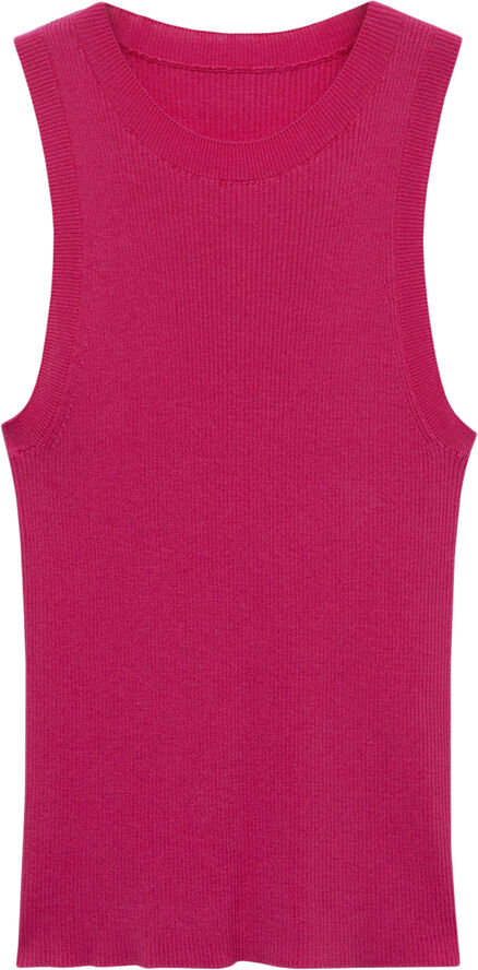 MANGO Ribbed knit top Bright pink