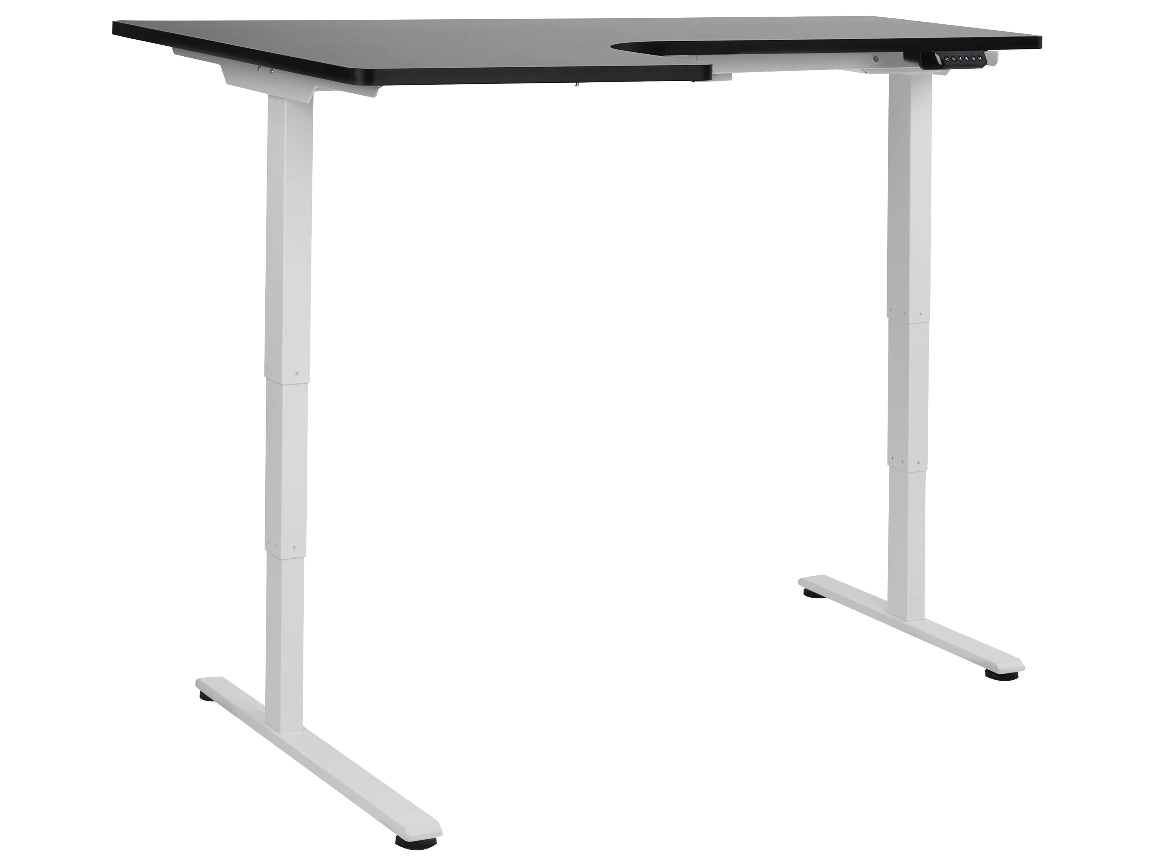 Elektrisch verstelbaar hoekbureau DESTINES Zwart/wit 160 cm 109 cm linkszijdig