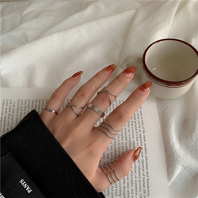 Rosesand - Set van 6: Legering ring (diverse ontwerpen)