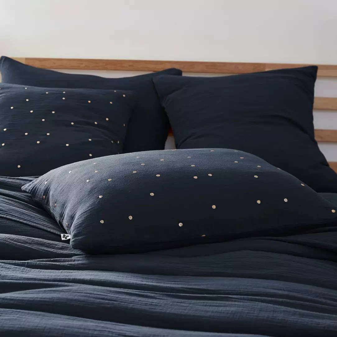 Taie d'oreiller rectangulaire gaze de coton (50 x 70 cm) Gaïa Chic Bleu nuit