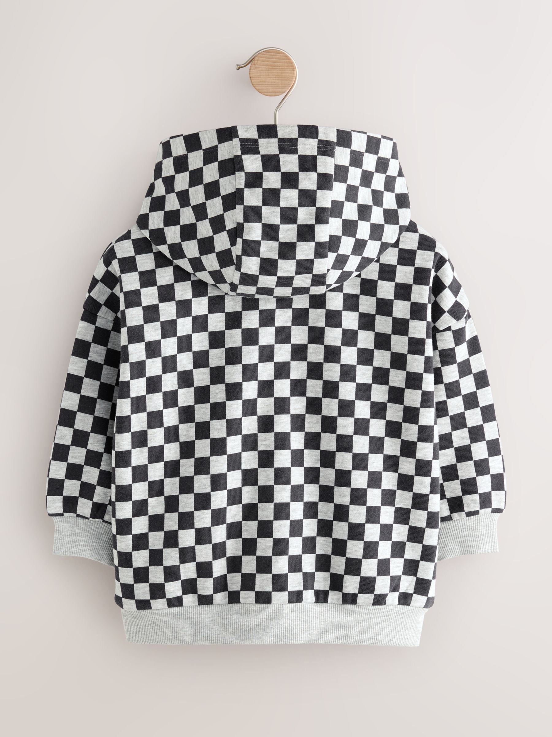 Zwart-wit dambord - Hoodie met ritssluiting (3 mnd-7 jr)