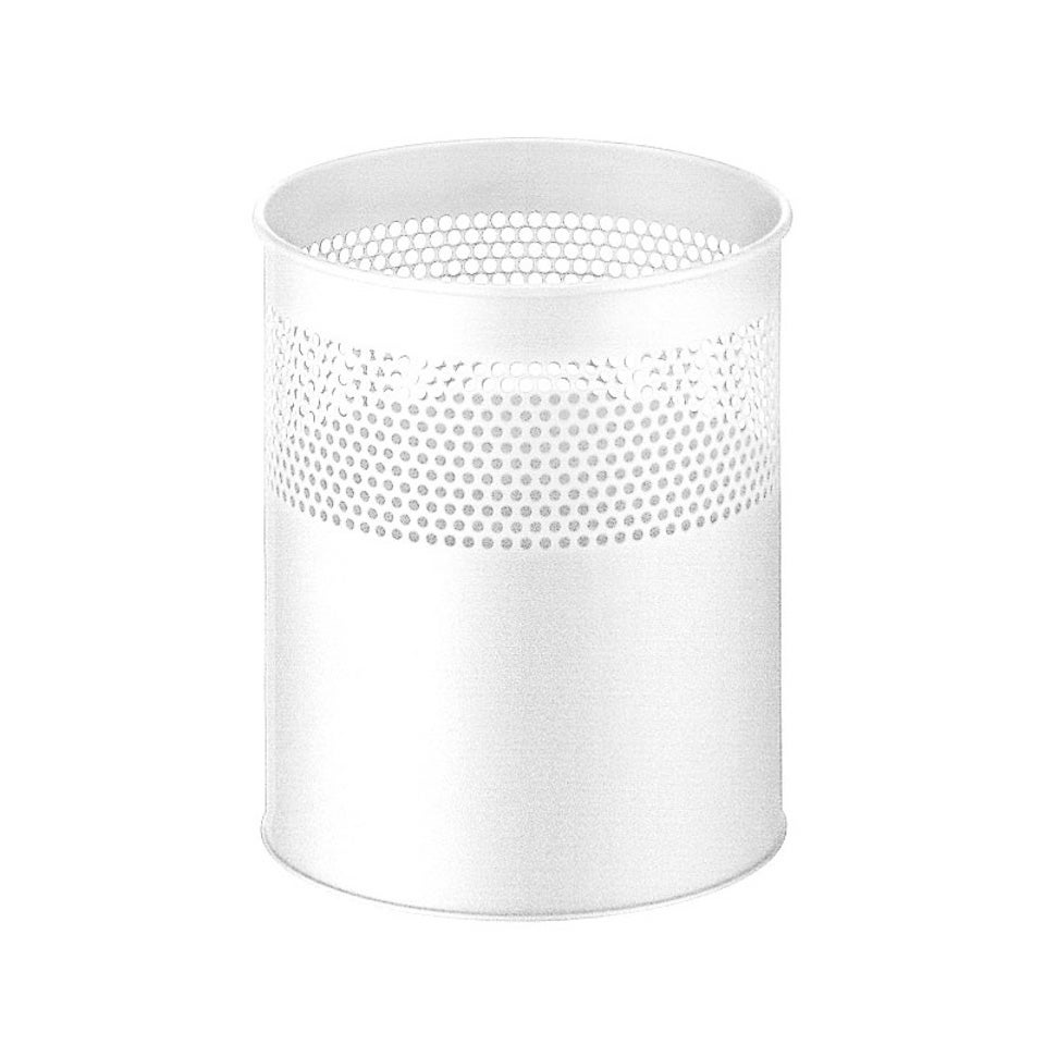 PROREGAL Ronde, halfgeperforeerde metalen afvalbak 15 liter HxØ 32 x 26 cm Wit