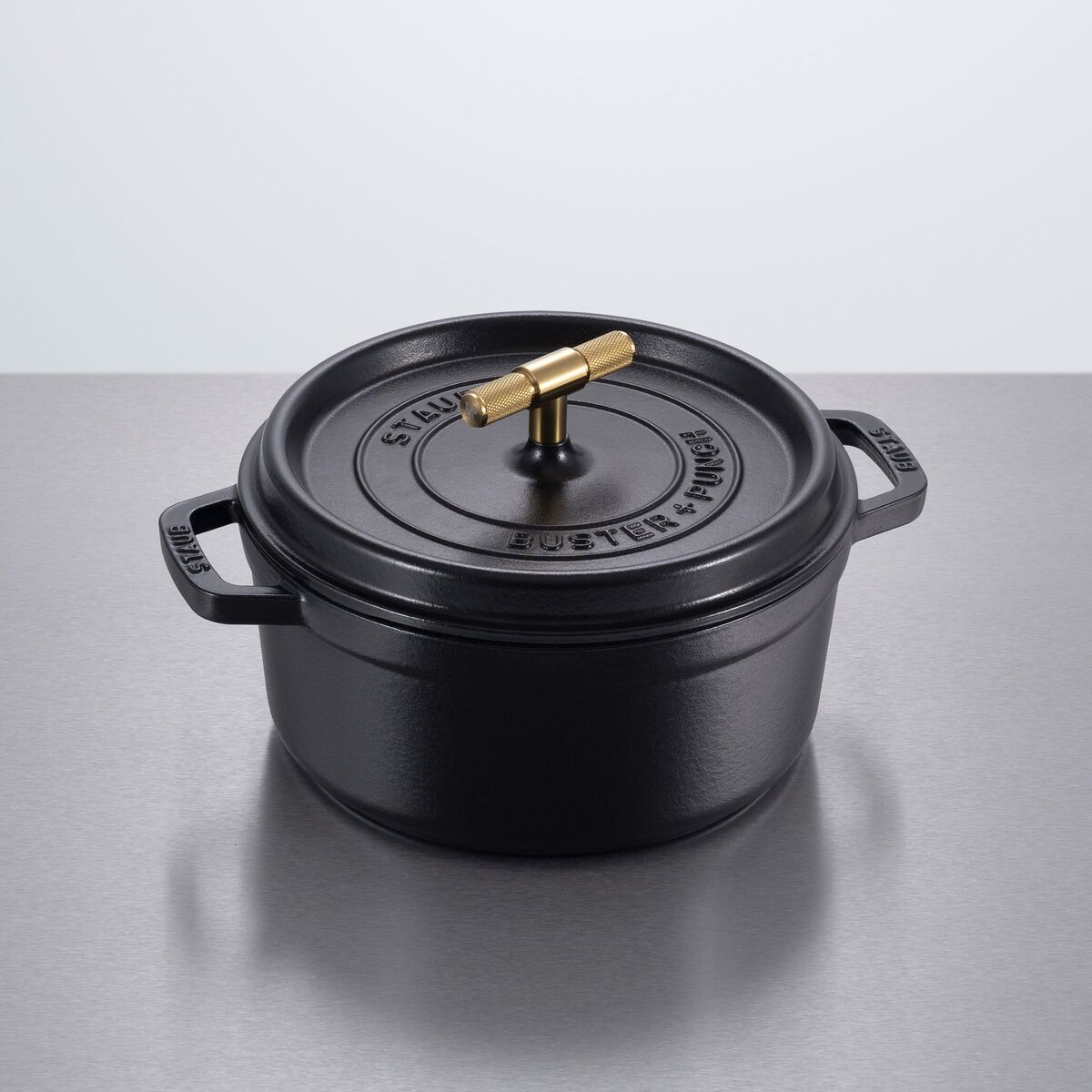 Buster+Punch rund gryte 24 cm, messingknott
