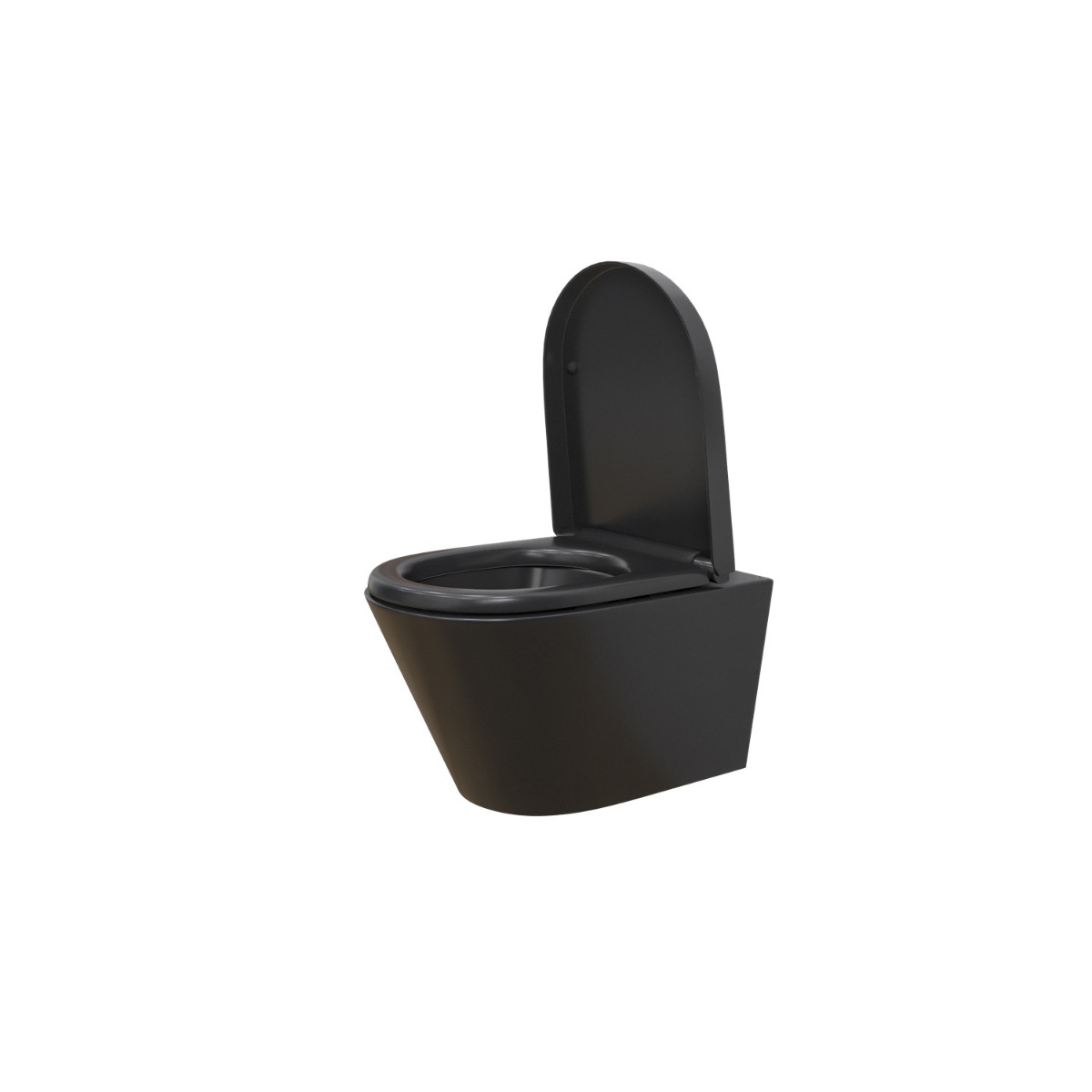 Mueller Filo randloos toilet met dikke toiletzitting 53cm zwart mat