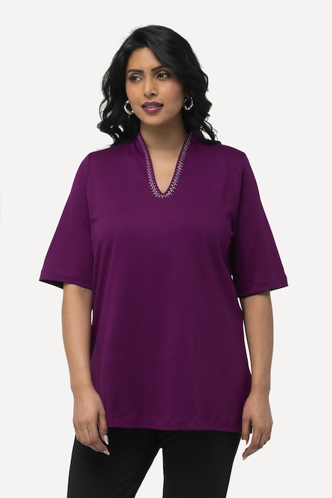 T-Shirt, Pima Cotton, A-Linie, Kelchkragen, Halbarm