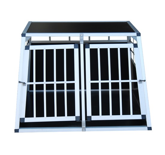 Hundebox Doppelbox Alu M schwarz