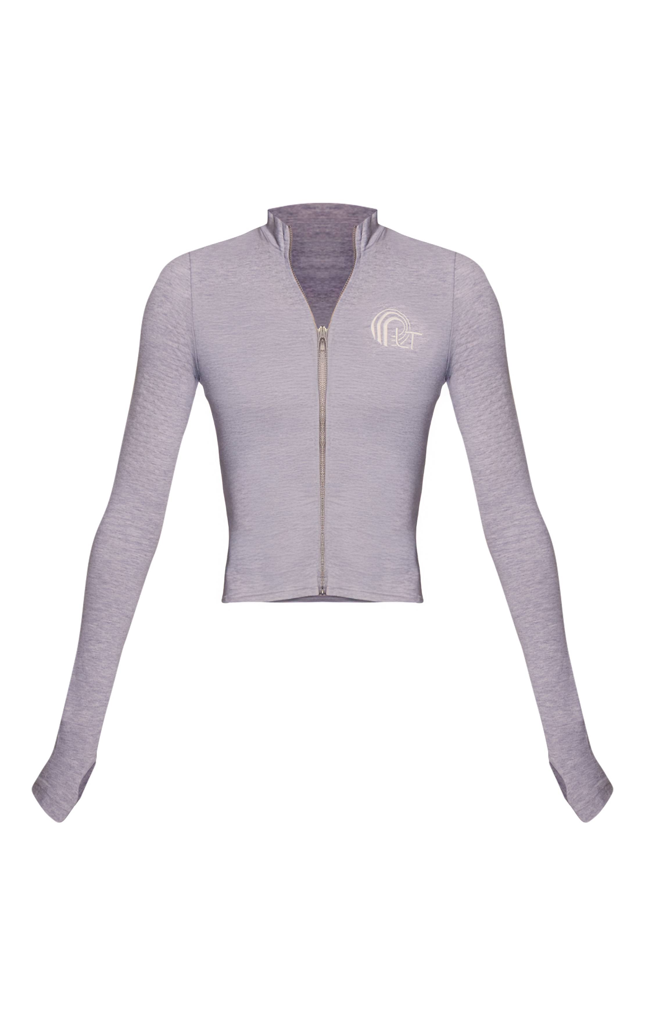 Gris Chiné Prettylittlething Haut Long Zippé À Motif Brodé