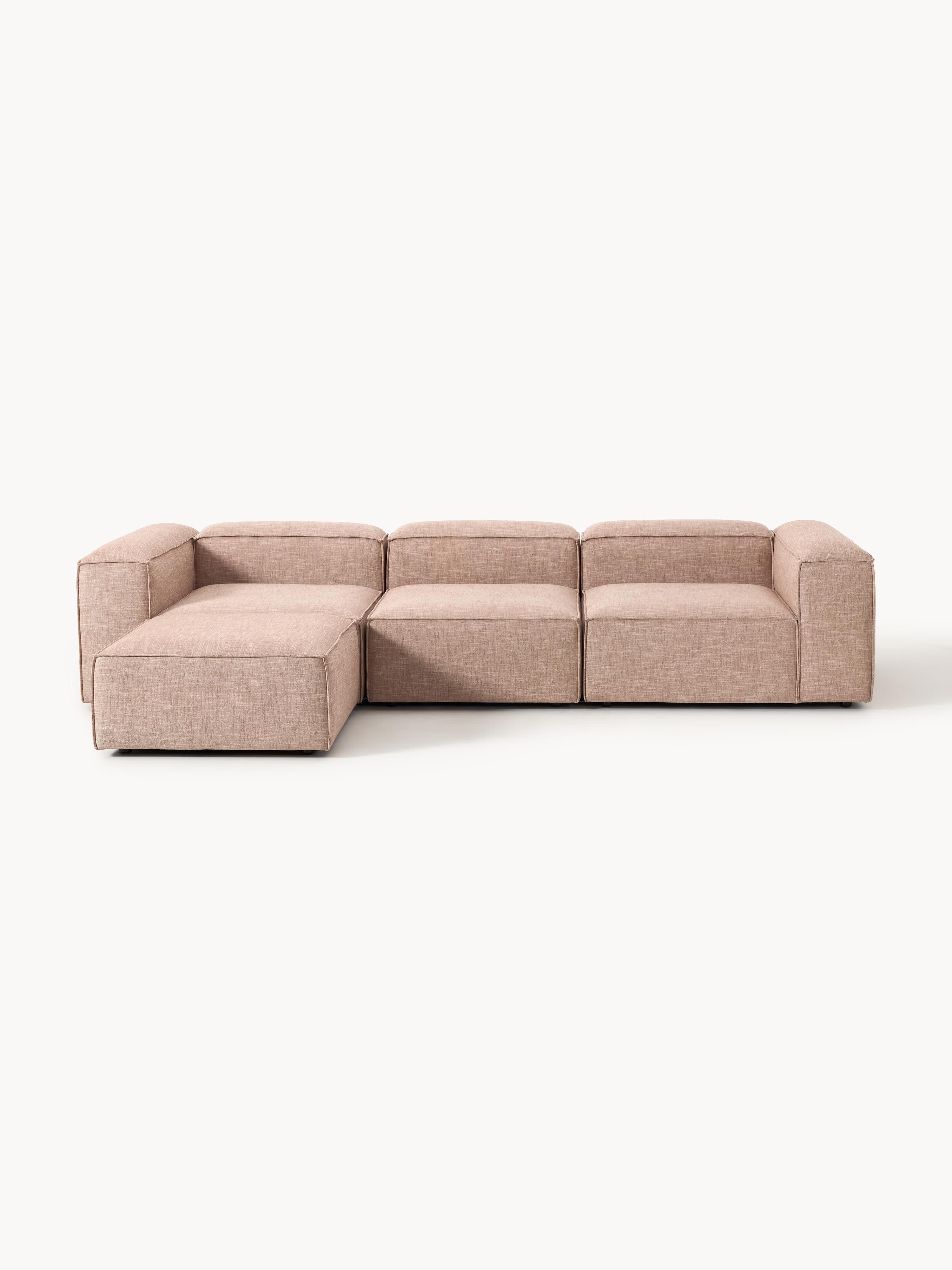 Modulaire bank Lennon (4-zits) van linnenmix met poef (links/rechts)