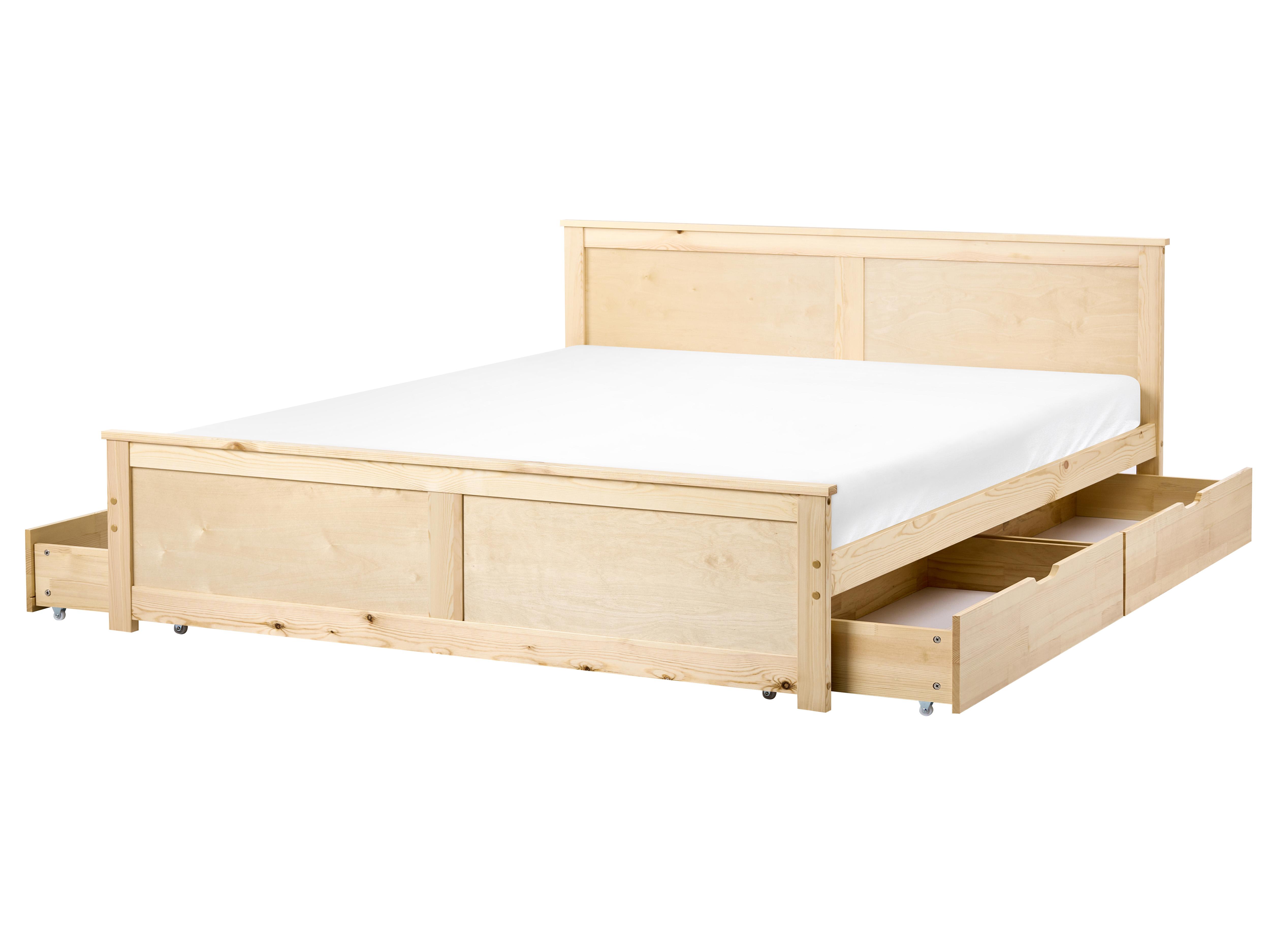 Bed met 4 lades Dennenhout DAUPHIN 180 x 200 cm Lichtbruin
