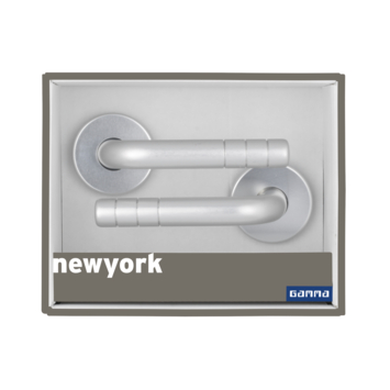 Gamma deurkruk set New York rond rozet aluminium
