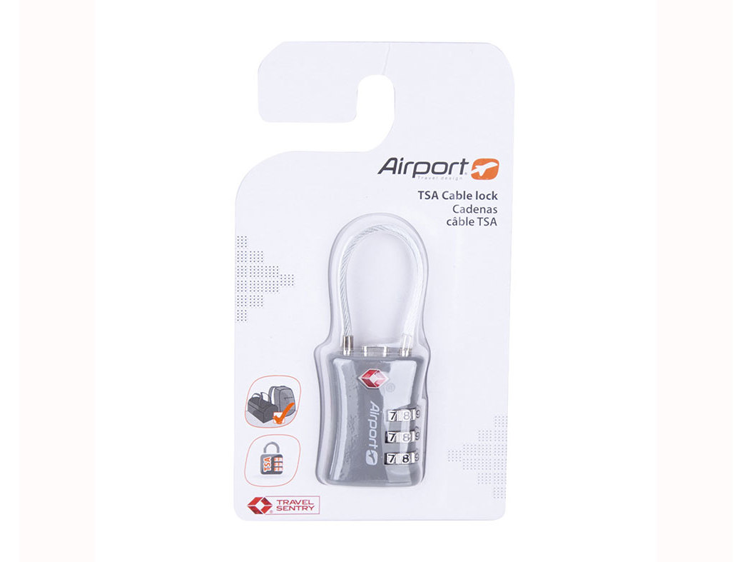 CADEADO COM CABO AIRPORT TSA CINZENTO
