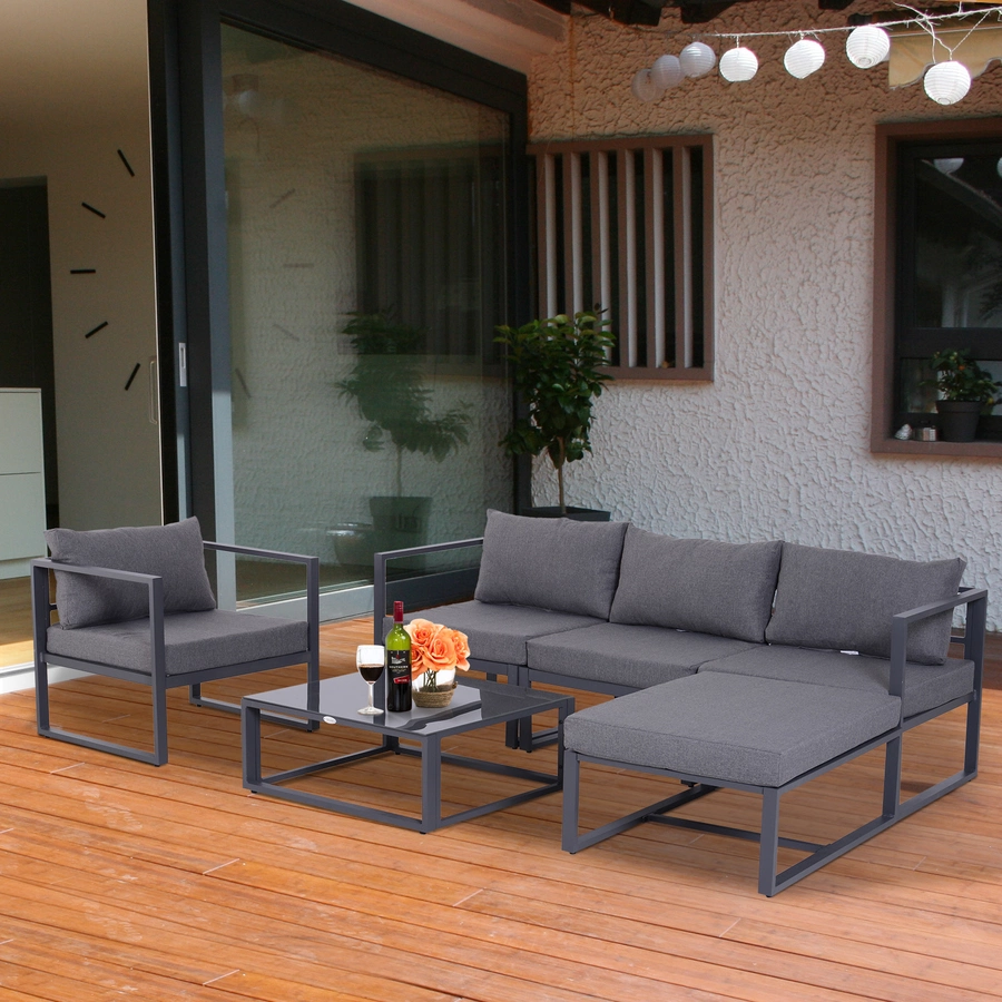 Outsunny Gartengarnitur für 4–5 Personen grau