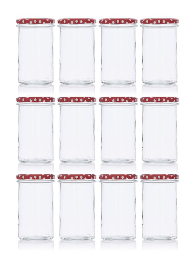 Einmachglas, 545 ml, 12er-Set mit Deckel gepunktet