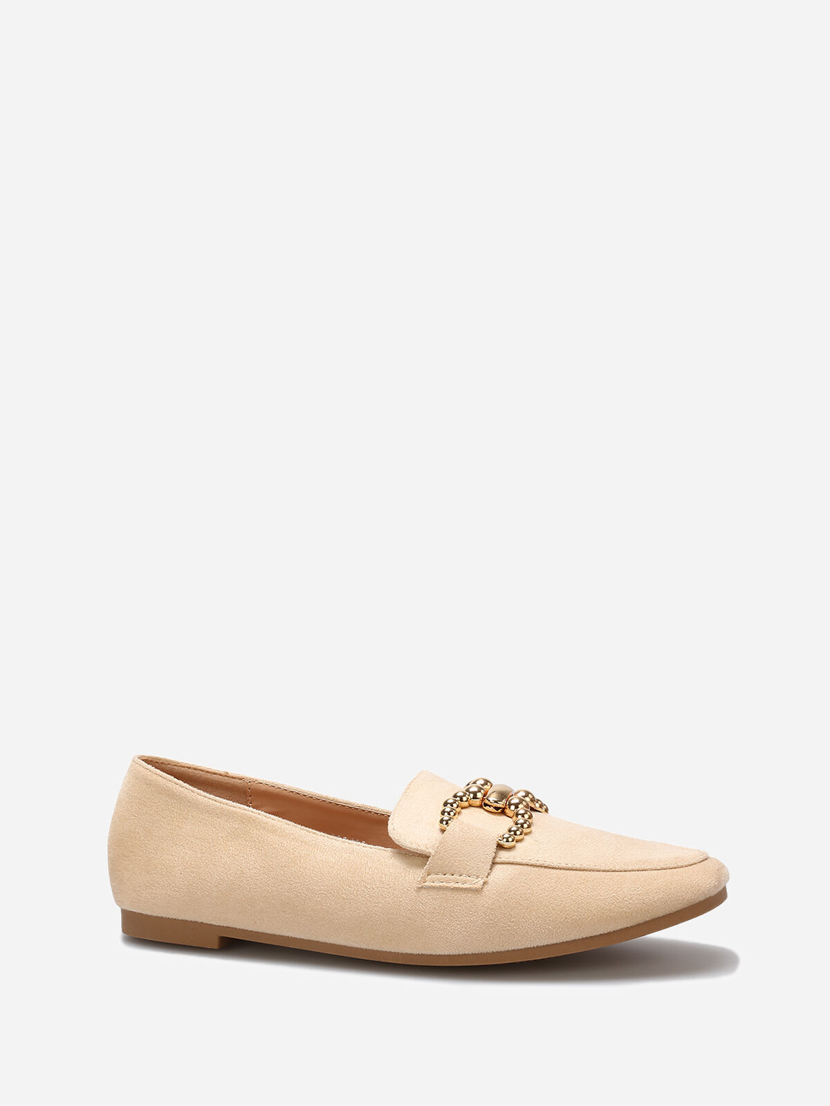 Mocassins en suédine à détail boucle- Beige