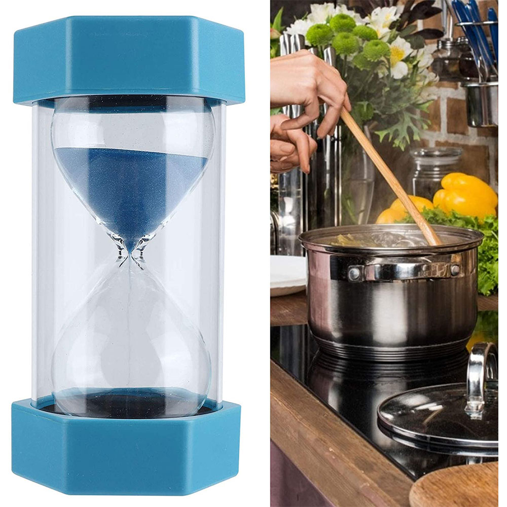 (2er Set) 13cm Sanduhr 5 10 Minuten Timer Sandglas für Zuhause / Büro - Orange / Blau