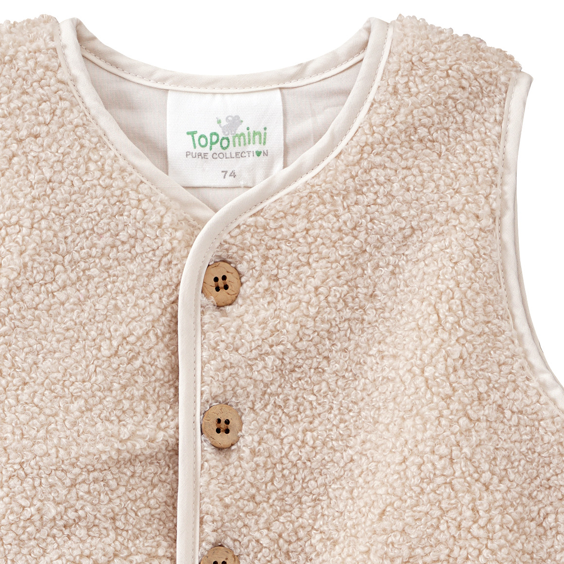 Topomini Pure Collection Baby Teddyweste mit 2 Taschen beige